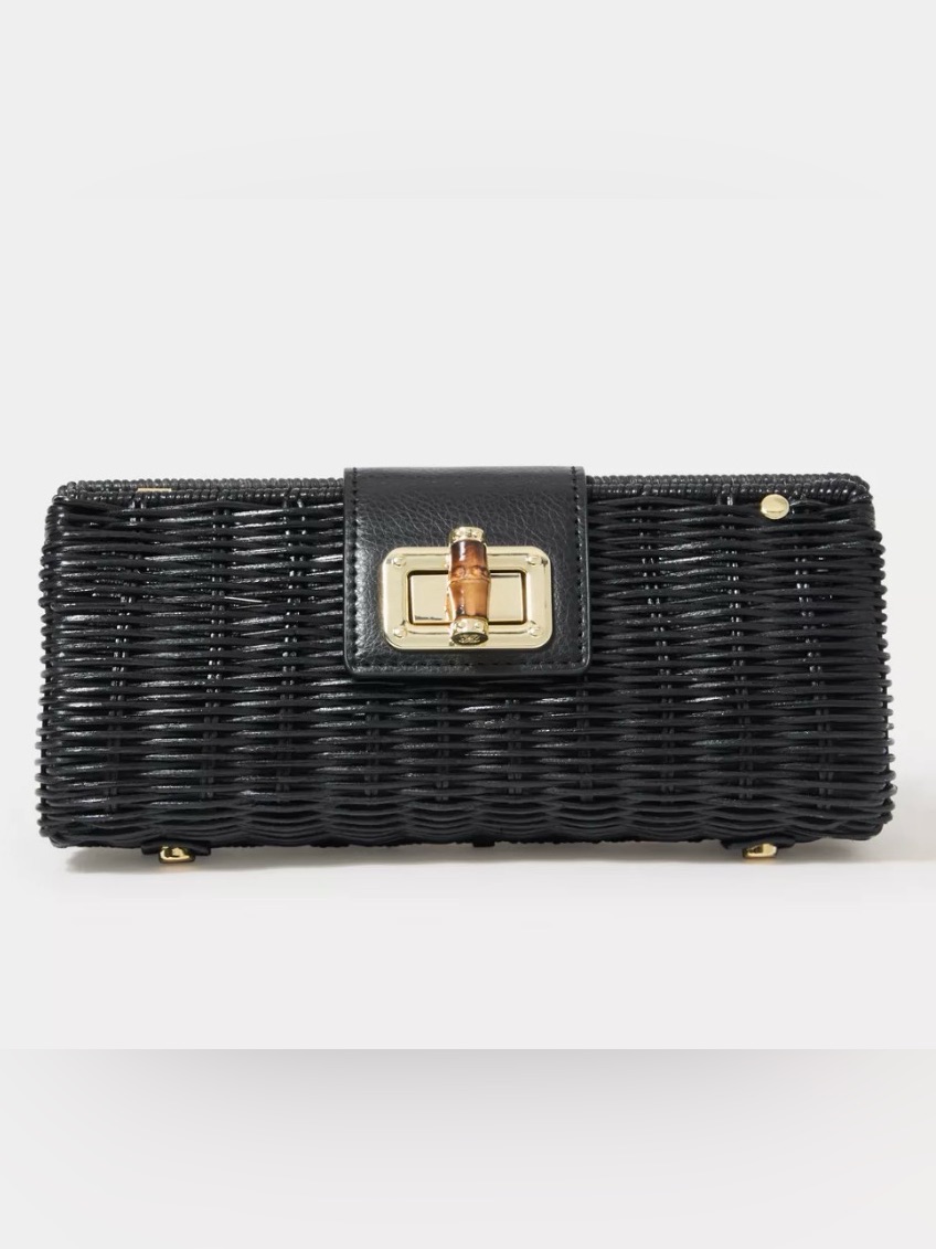 Lilly Pulitzer Leena Wicker Black Clutch With Detachable Strap - New With Tags